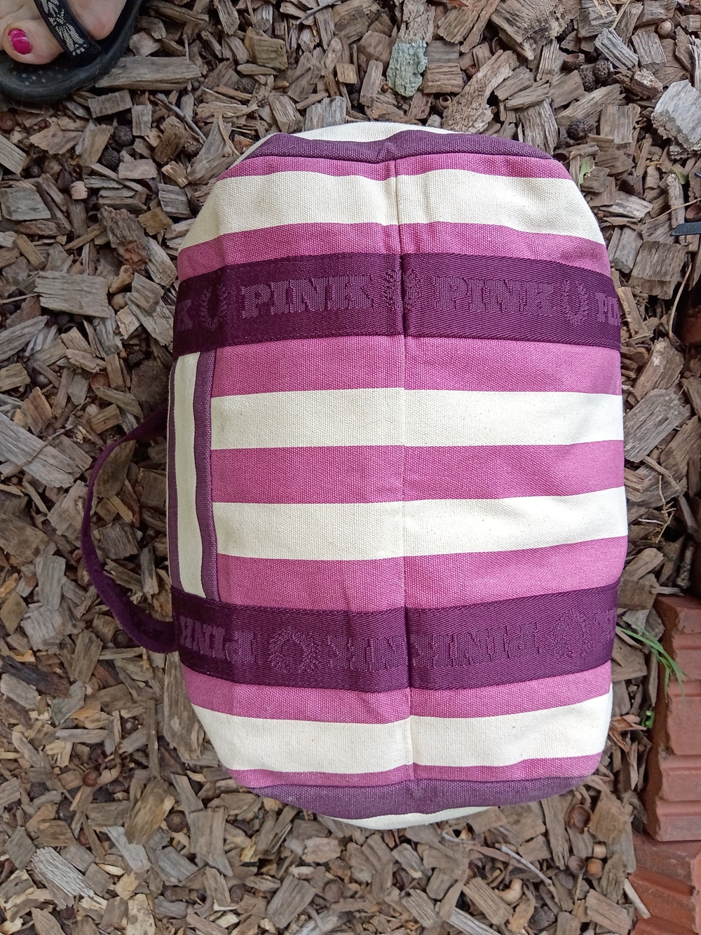 SOLD 🚨 PINK Victoria's Secret Striped Weekender Canvas Tote - Picture 8 of 8